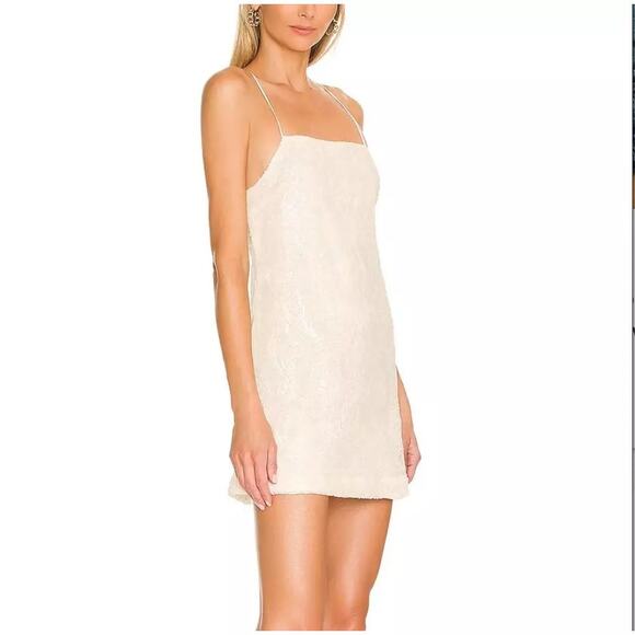 NWOT Free People Retro Babe Sparkle Cream Off- White Sequin Mini Dress - xs - Picture 1 of 10